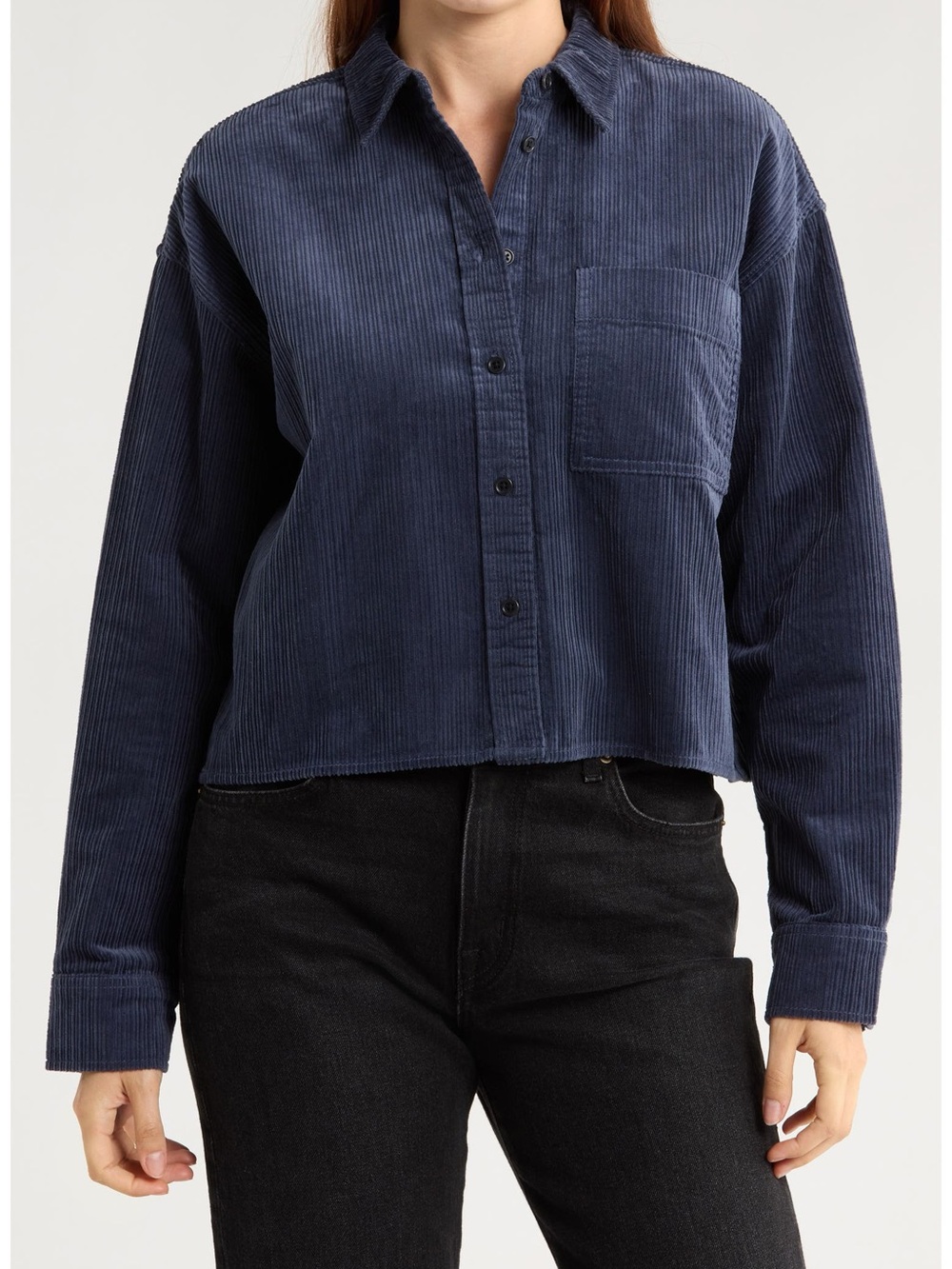Vintage Madewell Women's Navy Corduroy Button-Down oversized shacket